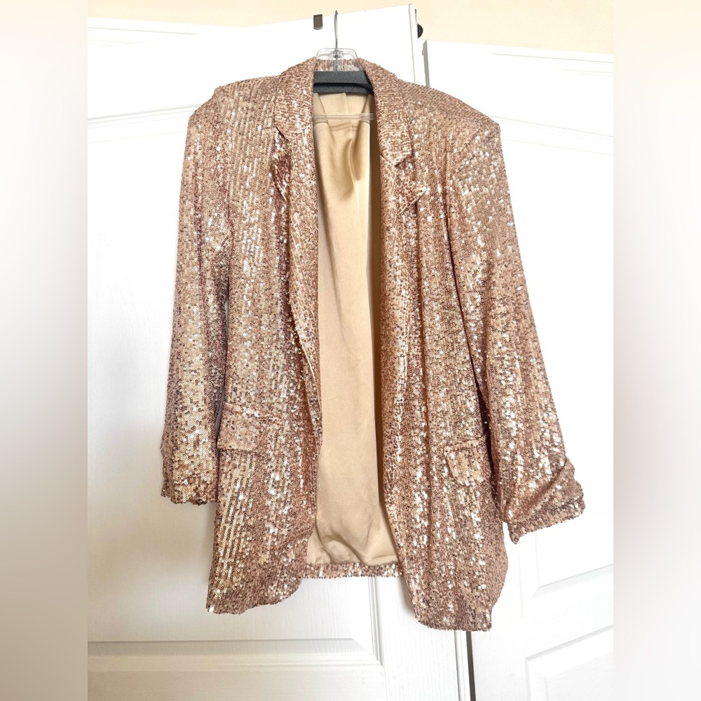 Sequin Blazer Jacket - Rose Gold - image 1
